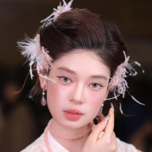 超仙新娘发饰手工水晶花朵发带婚纱造型头饰装扮摄影道具耳挂批发