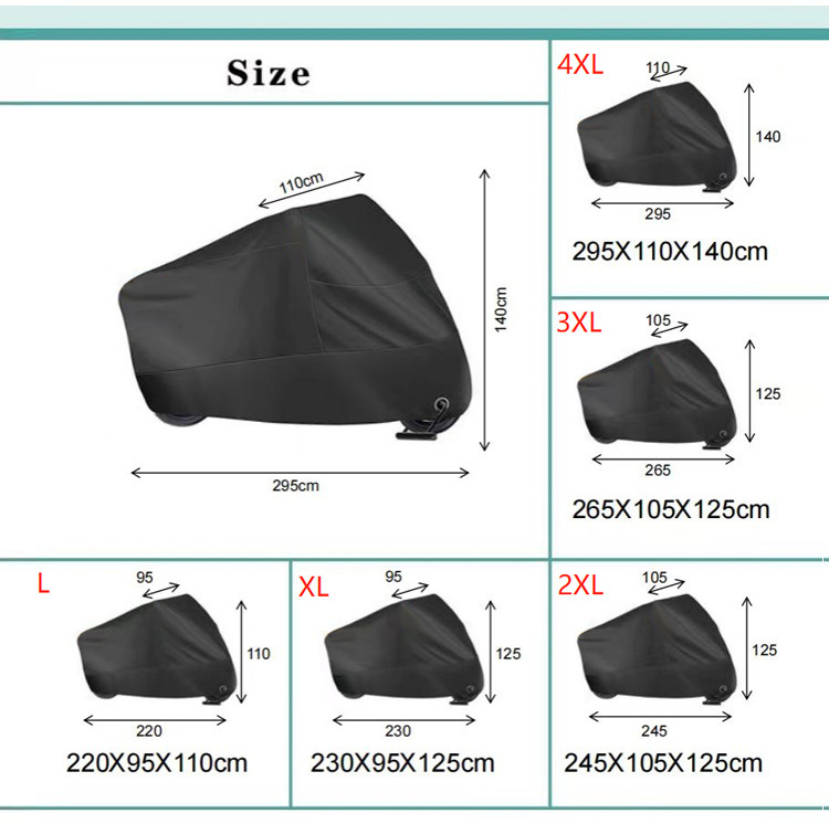 Customized Motorcycle Cover 190T/210D Motorcycle Cover, Rainproof, Sunproof, Dustproof Cover
