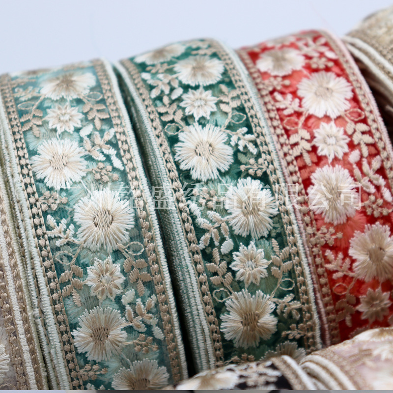 3.5cm新品欧根紗刺繍レース服アクセサリー漢服頭飾りベルトアクセサリーレース花リボン