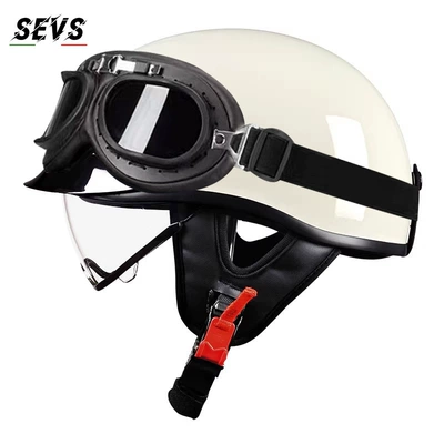 electric vehicle helmet, Japanese-style scoop, Motosiklet kaskı (dəbilqə) - milky-white-transparent-black-frame-glasses-m