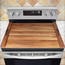 家用厨房复古桌面炉盖板长方形炉灶板菜板切菜板木制餐盘展示托盘