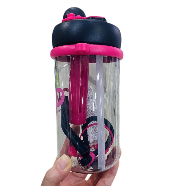 Taza de paja Baijia Taza de aprendizaje Taza de agua Taza de agua portátil para niños de verano Taza de plástico creativa para deportes al aire libre para estudiantes
