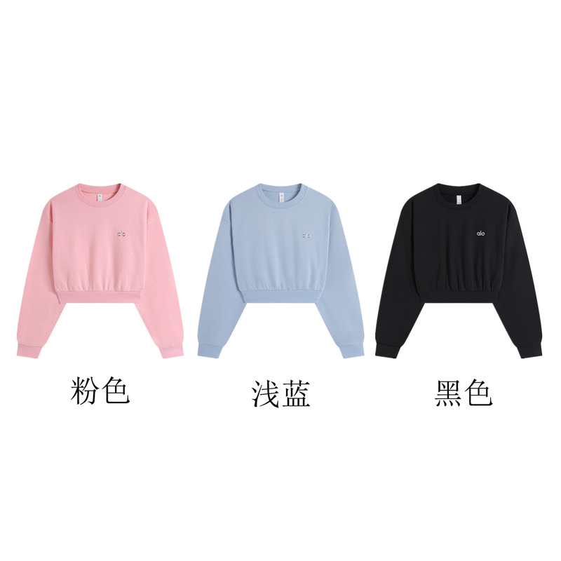 25 Hot-Selling Alo High-Quality Autumn and Winter New Round-Neck Sports Classic Casual Everyday Versatile Short Women's Sweatshirt