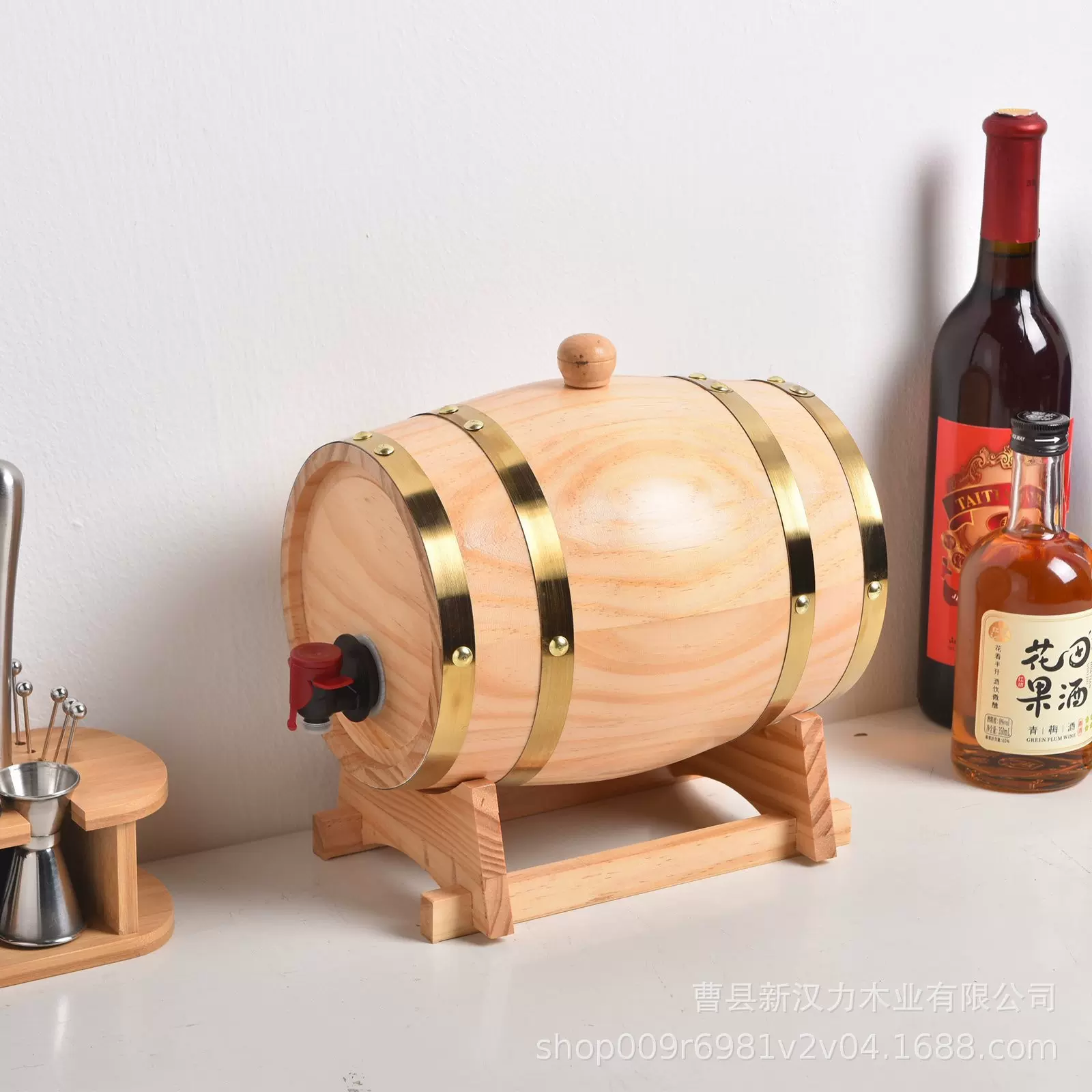 橡木桶木质红酒桶复古3升红酒橡木桶餐厅啤酒桶自酿烧烤店木酒桶