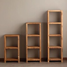 复古老榆木置物架家居角柜风化纹理实木展示书架陶瓷古董博古架