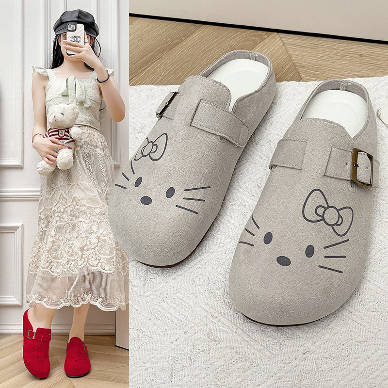 Modas pequeñas lindas zapatillas de dibujos animados de media cabeza zapatillas de mujer primavera y verano 2026 nuevas zapatillas de Bocken perezosas image 8