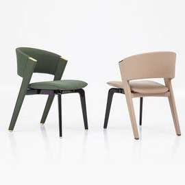 意式轻奢CC餐椅实木家用设计师现代简约高端创意餐厅北欧椅子