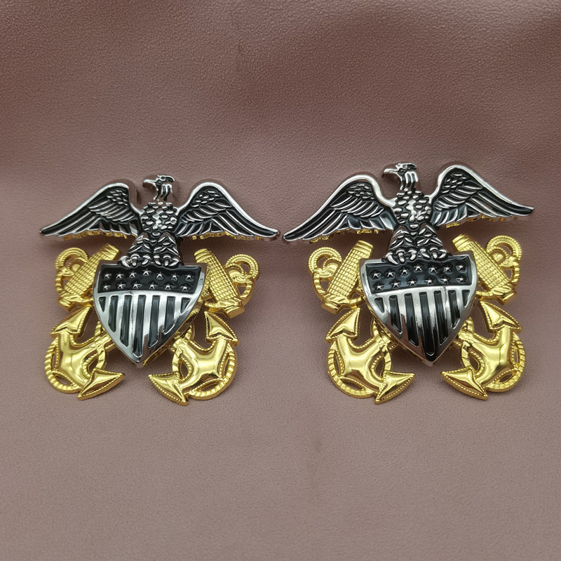 美式大盖帽徽金属徽章勋章领章胸章美式海军老鹰大帽徽收藏纪念