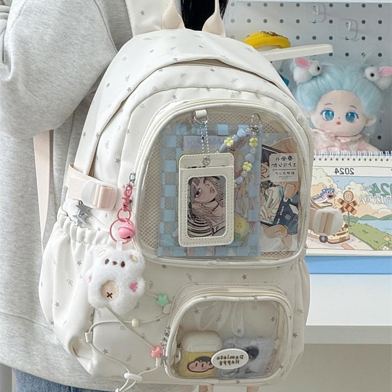女子中学生向けの見栄えの良いランドセル、かわいい日本製透明バーバッグ、大容量リュック、学生リュック、トレンド|undefined