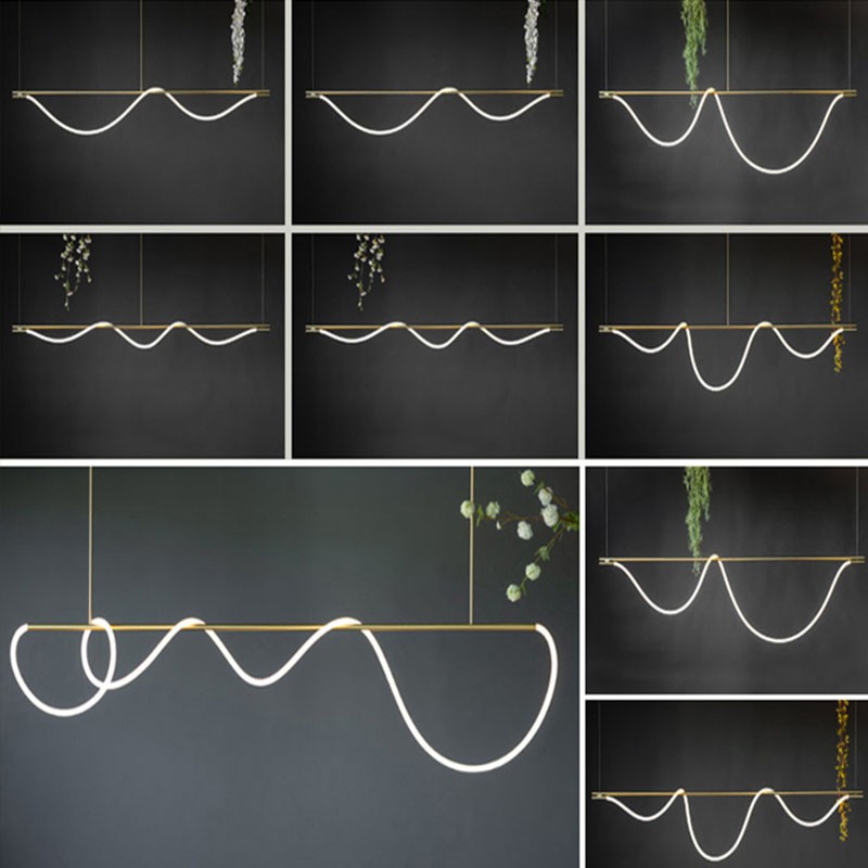 Post-moderno restaurante largo lámpara creativa manguera de silicona Art Bar diseñador cafetería recepción lámpara de escritorio