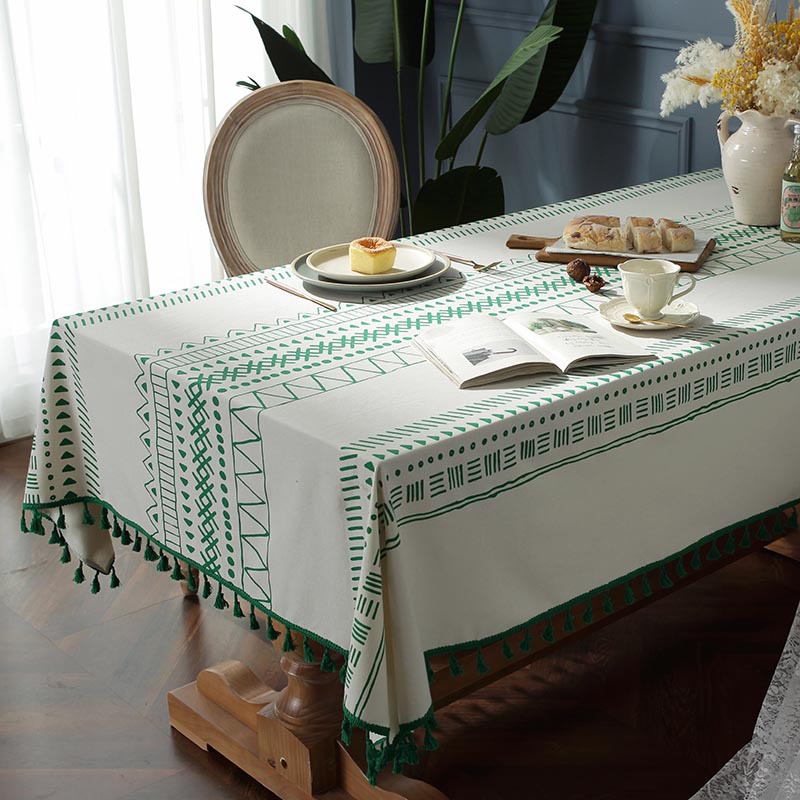 Bohemian Multicolor Printing Geometric Tassel Rectangular Table Cloth Coffee Table Cover Cloth display picture 15