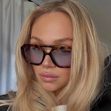 跨境欧美不规则墨镜女高级网红同款时尚个性太阳眼镜百搭双梁眼镜