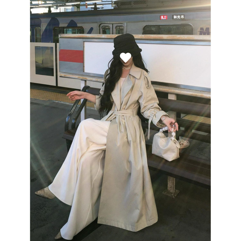 财阀女主 气质双排扣风衣外套女秋季新款英伦风高级感中长款大衣|undefined