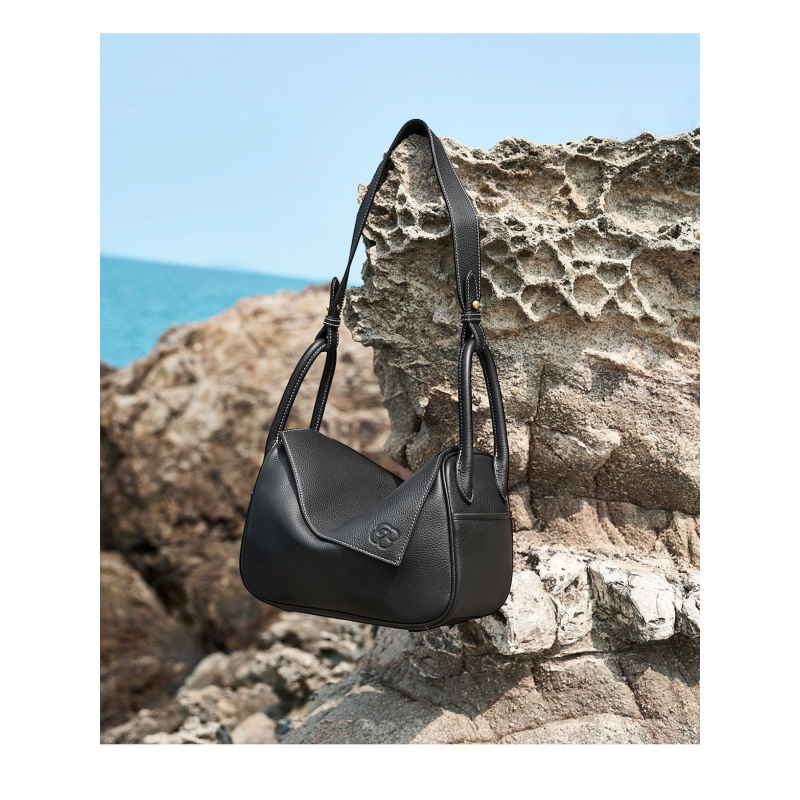 【王楚然同款】宫选元宝包头层牛皮枕头包单肩斜挎包通勤腋下包 - Thumbnail 3