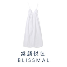 ZARO自制欧美风夏季新款女装吊带V领纯色百搭露背连衣裙时尚百搭