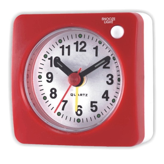 Reloj de alarma de viaje pequeño reloj de alarma de noche mudo con luz con función de repetición Reloj de cuarzo cuadrado reloj de alarma de estudiante de niños