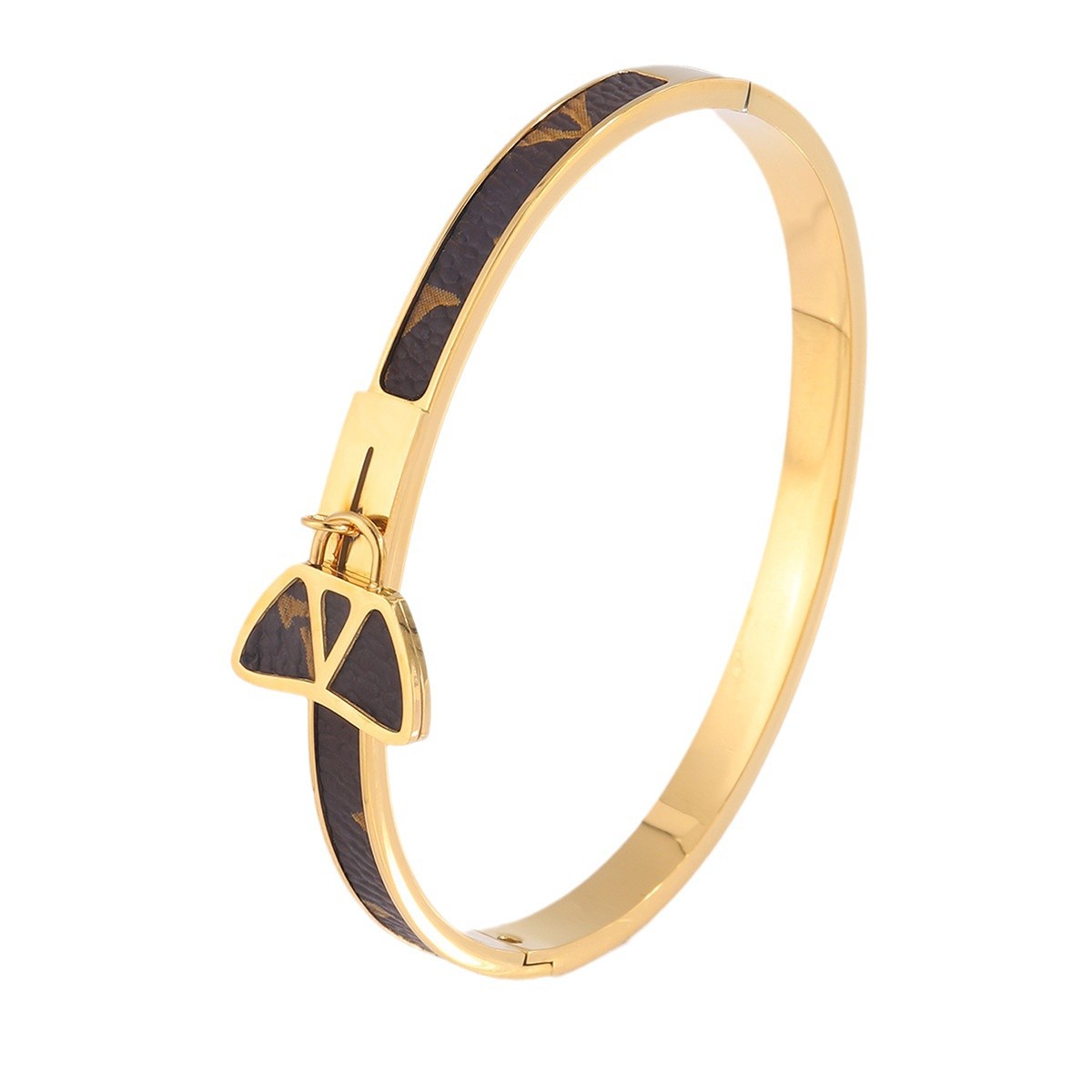 Pulsera de Acero de Titanio y Cuero para Mujer