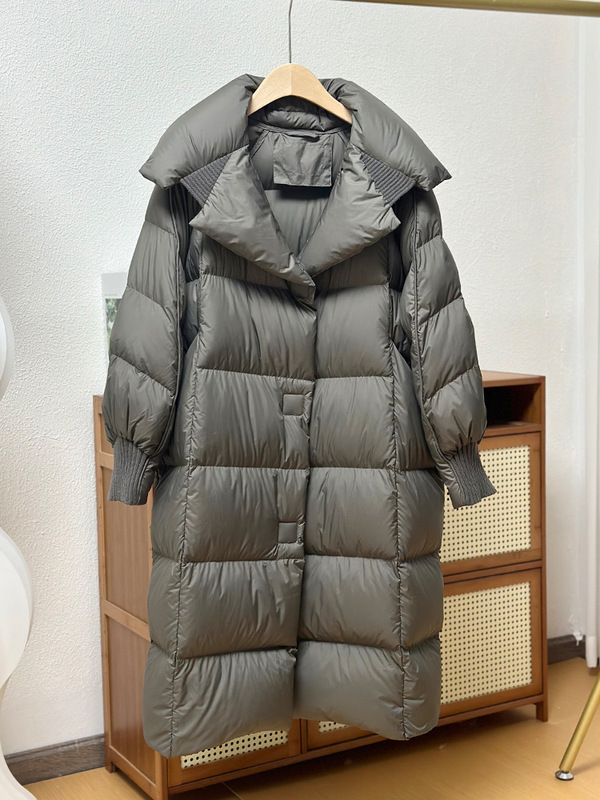 欧货外贸2025冬季新款泡芙羽绒棉服女长款过膝宽松加厚高端棉外套|undefined