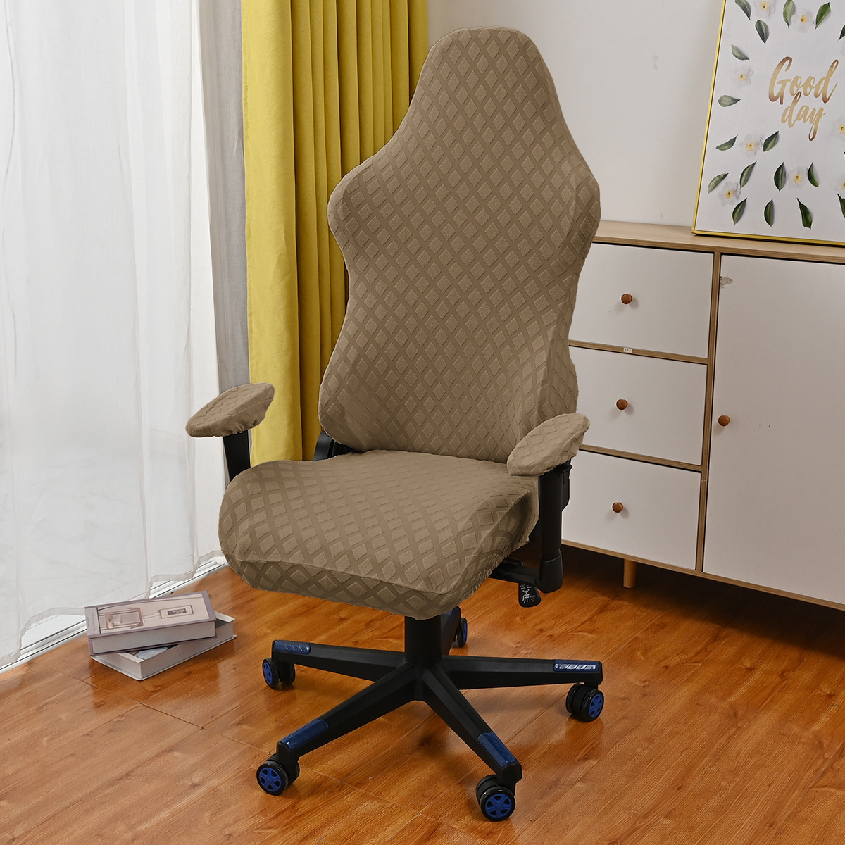 Funda para silla de juegos con forma de diamante de jacquard elástico de color sólido transfronterizo, funda para silla de juegos para cibercafé a prueba de polvo y antiarañazos, disponible en stock