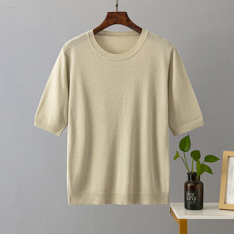146g Weight Half Sleeve Sleeve Length Regular Sleeve Sleeve Type stretch cotton Fabric Type Regular Top Length T-shirt Tops Type Daily Occasion Round Neck Neckline Bright Silk Function Slim Fit Type Solid Color Pattern Summer Season Women's Gender Casual, Basic, Commute style Style Wholesale Women's Casual Basic Commute Style Solid Color Half Sleeve T-Shirts 8