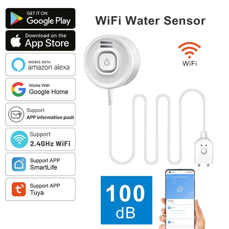 Tuya Wifi Water Level Alarm, Tuya Overflow and Flood Detection Alarm, On-Site Alarm and Remote Notification Tuya Wifi Water Level Alarm, Tuya Overflow and Flood Detection Alarm, On-Site Alarm and Remote Notification