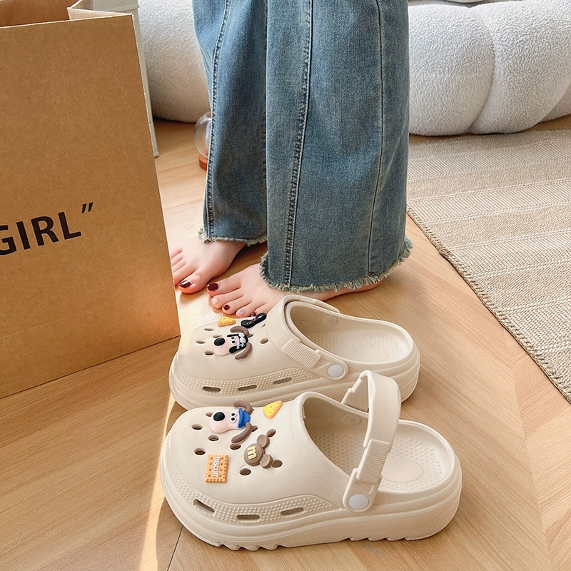 Женские летние тапочки из ЭВА, уличная одежда, нескользящая домашняя и уличная садовая обувь с мягкой подошвой и рисунком из мультфильма.