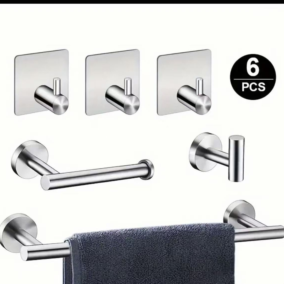 Cross-border 304 barra de toalla de acero inoxidable conjunto negro sin perforación de baño accesorios de baño gancho de toallas de baño