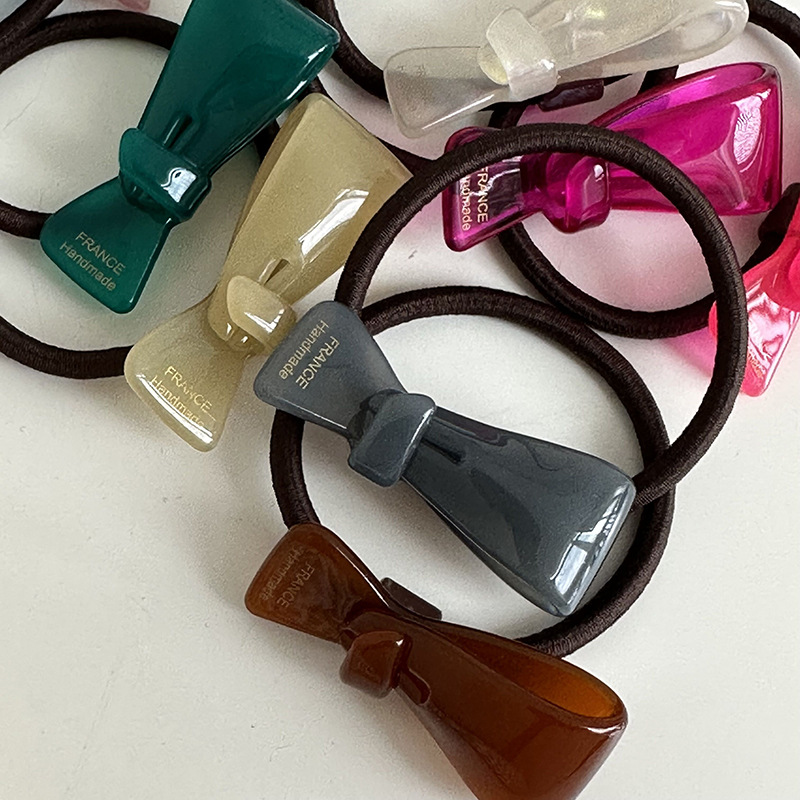 Corda per capelli con fiocco in acetato con texture gelatinosa semi-trasparente, elastico, colore fresco, elastico per capelli di base, accessori per capelli Nuovo_voghion.com