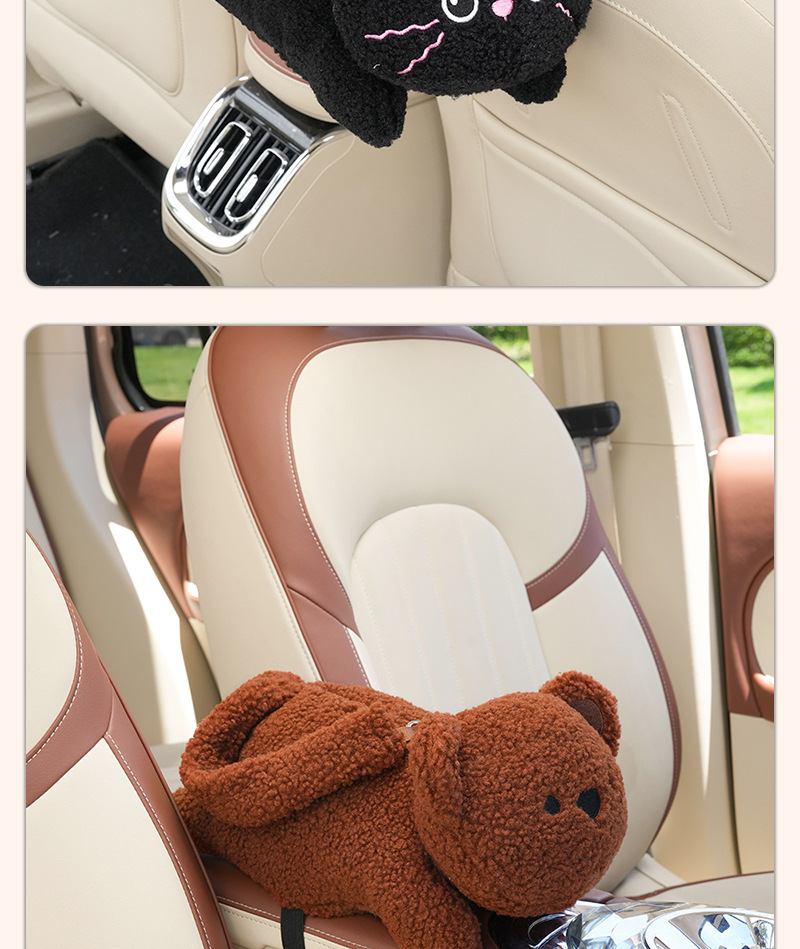 Cute car tissue box, creative and adorable design, multifunctional hanging tissue dispenser for cars, cartoon armrest box tissue holder