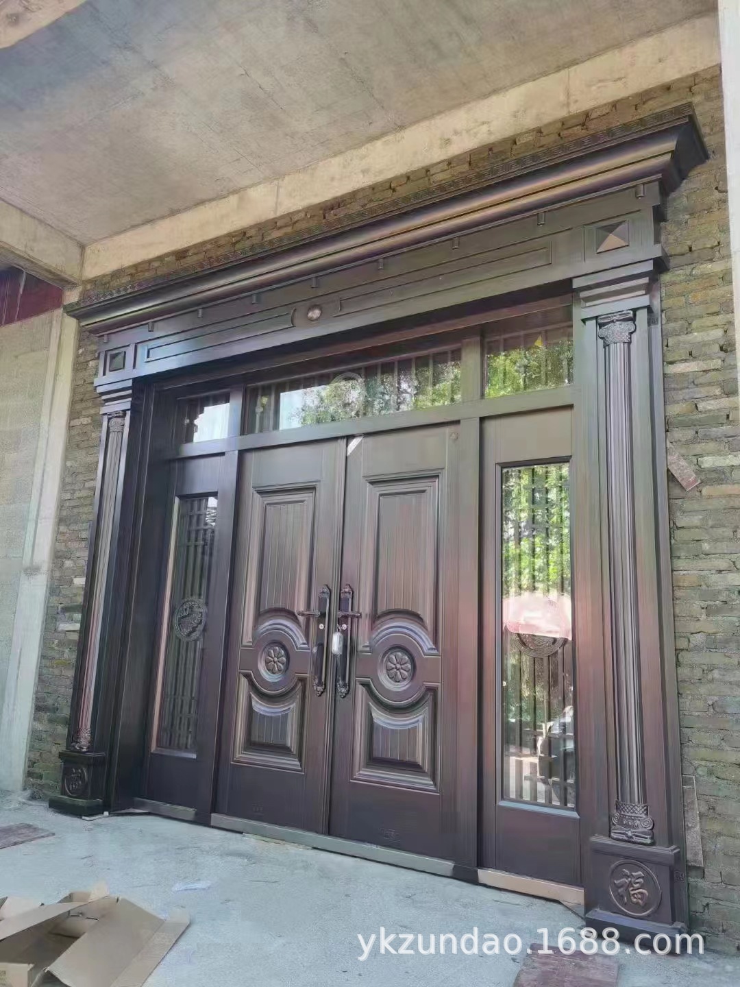 锌合金四开别墅玻璃大门