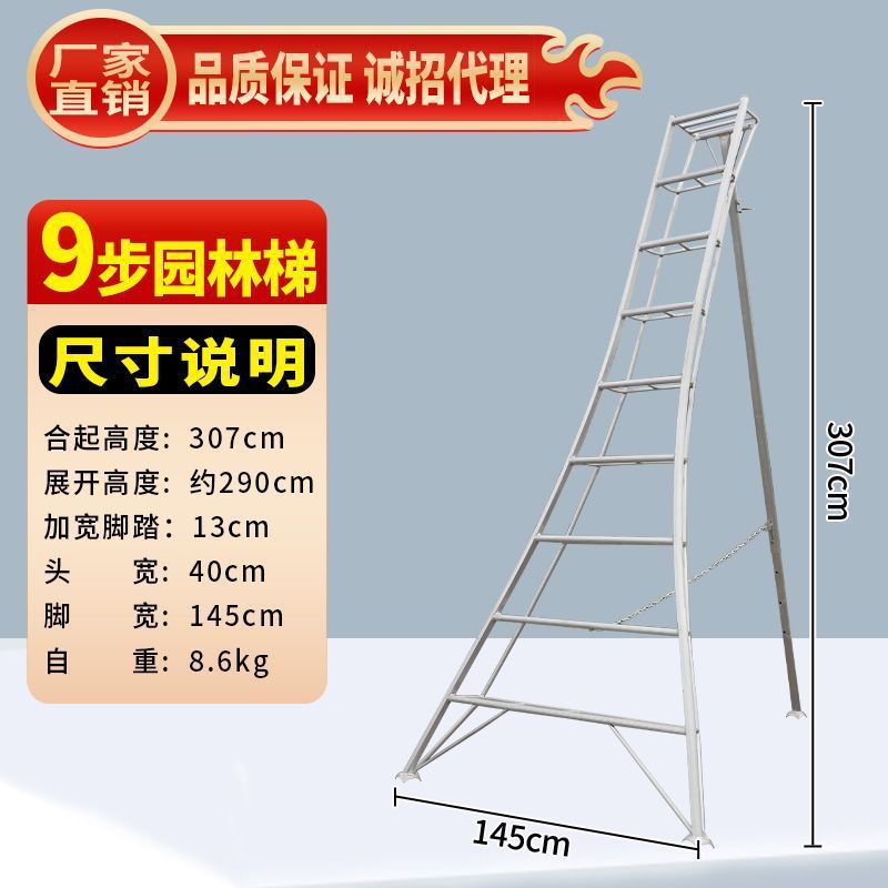 두꺼운 9단 사다리 단일 지지대 3.07m
