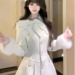 法式名媛千金小香风蝴蝶结长袖连衣裙秋冬新款气质收腰短a字裙女