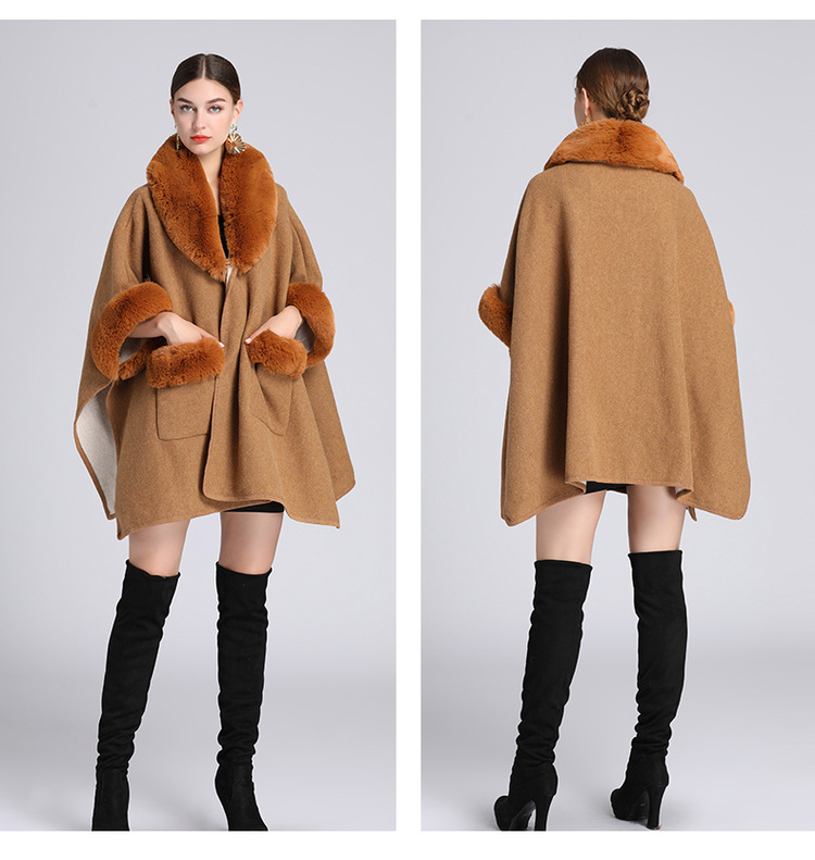 Mantella con colletto in lana, grande, ampia, in lana, cardigan donna_voghion.com