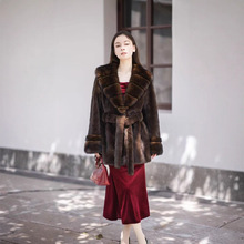 韩国代购 开沟小翻领秋冬保暖短款外套 仿皮草毛毛大衣一件代发