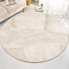 INS风圆形地毯简约条纹毛绒地毯垫沙发休闲椅卧室边毯工厂代发