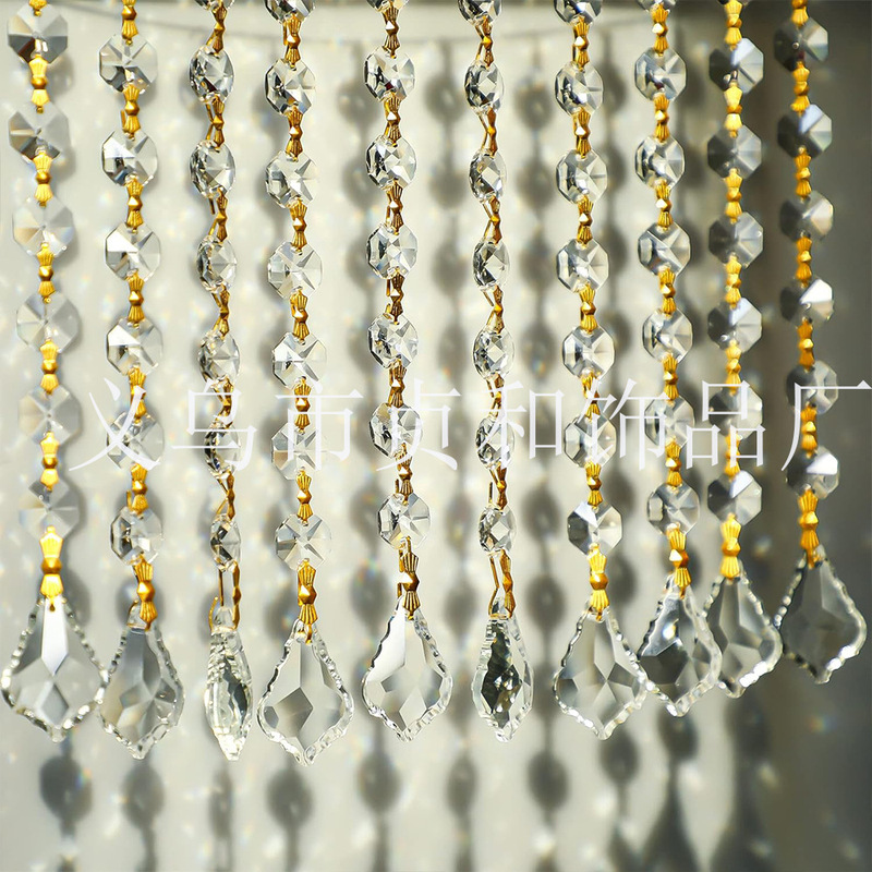 Crystal Bead Curtain K9 Glass Beaded Hanging Curtain Transparent Water Drop Decoration for Wedding and Home Door Curtain Pendant 10-Pack