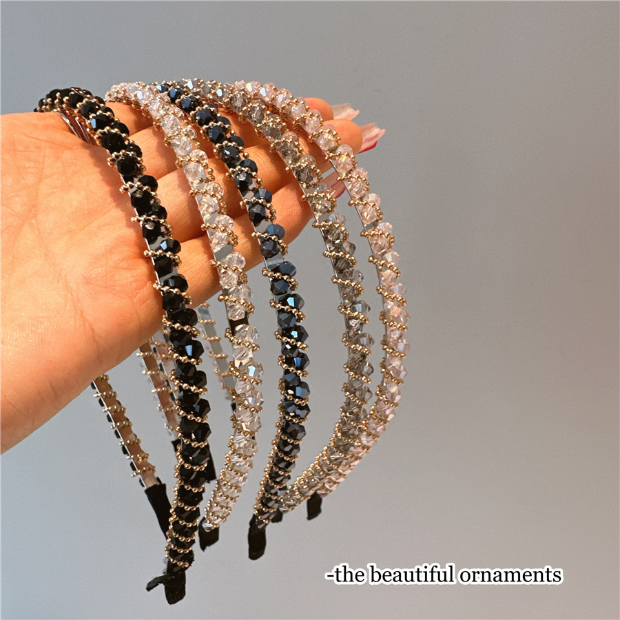 2025 Crystal Headband for Women, Accessible Luxury, High-End Bead Chain, Handmade Fine Headband, Simple Alloy Hair Accessories