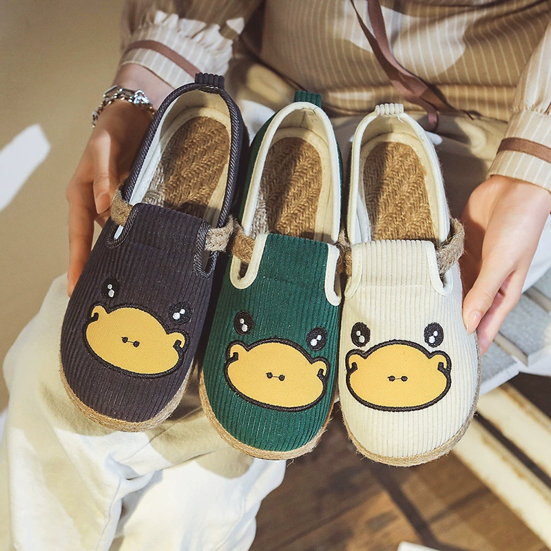 Старая пекинская обувь из ткани женская льна с круглой головой