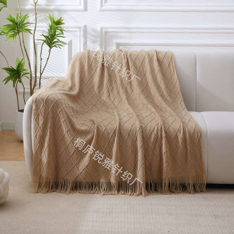 Knitted Throw Blanket, Universal Sofa & Bed, Tassel Edge, Multi-Size/Color Options