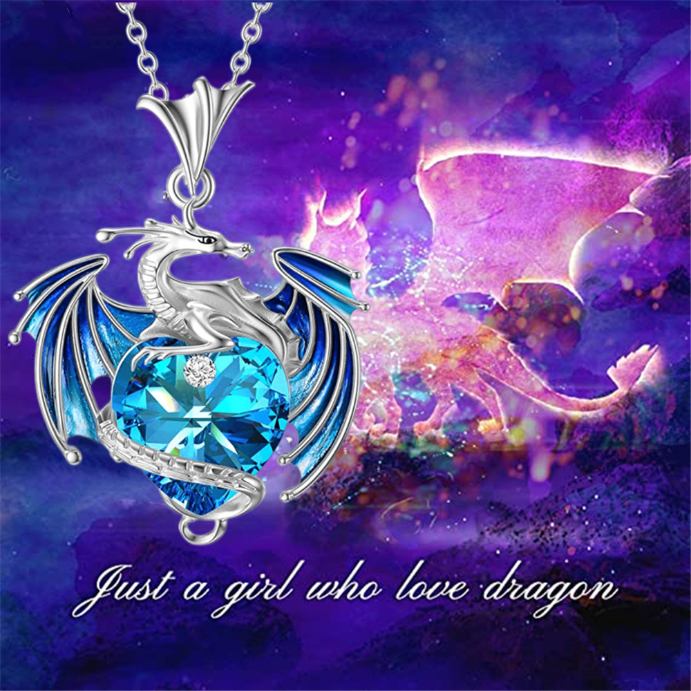 Collana con ciondolo a forma di drago volante in cristallo colorato, alla moda e versatile, gioielli da donna con animali_voghion.com