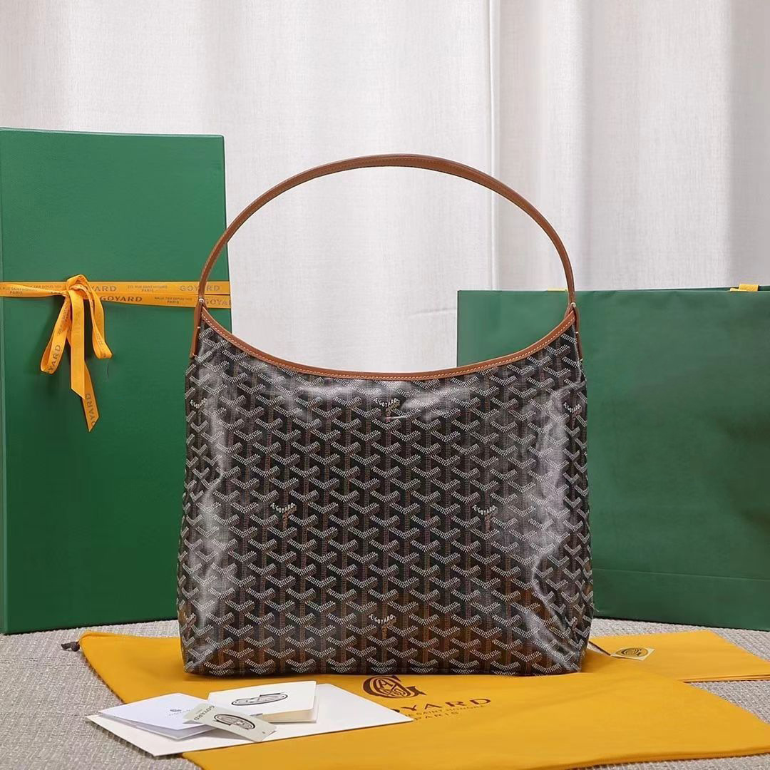 Cuero genuino Goyard bolso de las mujeres perro diente Y palabra impresa Hobo bolso de mano bolsa de compras de gran capacidad bolso de las mujeres