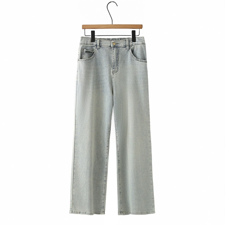 Модные джинсы больших размеров в Корейском стиле для пухлых девочек весны универсальные повседневные Прямые брюки для похудения с высокой талией 9602