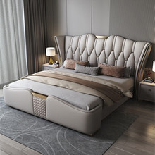 真皮床主卧1.8米雙人床現代簡約意式輕奢2米皮藝軟包儲床家具批發