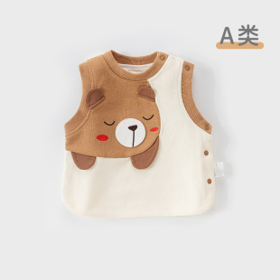 Baby's Spring and Autumn Pure Cotton Outer Wearing Vest Children's Cute Outer Wearing Vest for Autumn and Winter Going Out Fat Pants