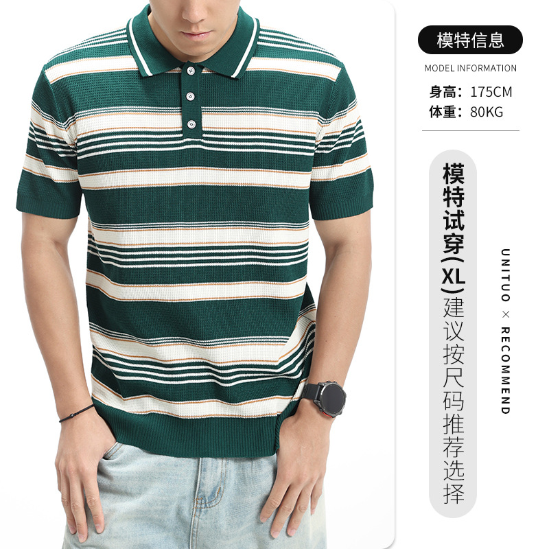 Hombres nuevos rayos de hielo polo camiseta de manga corta para hombres de alto nivel vieja camiseta casuales de verano de moda de hombre