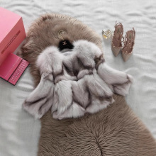 2025年秋冬韩版新款狐狸毛皮草外套女短款圆领修身皮毛一体真皮毛