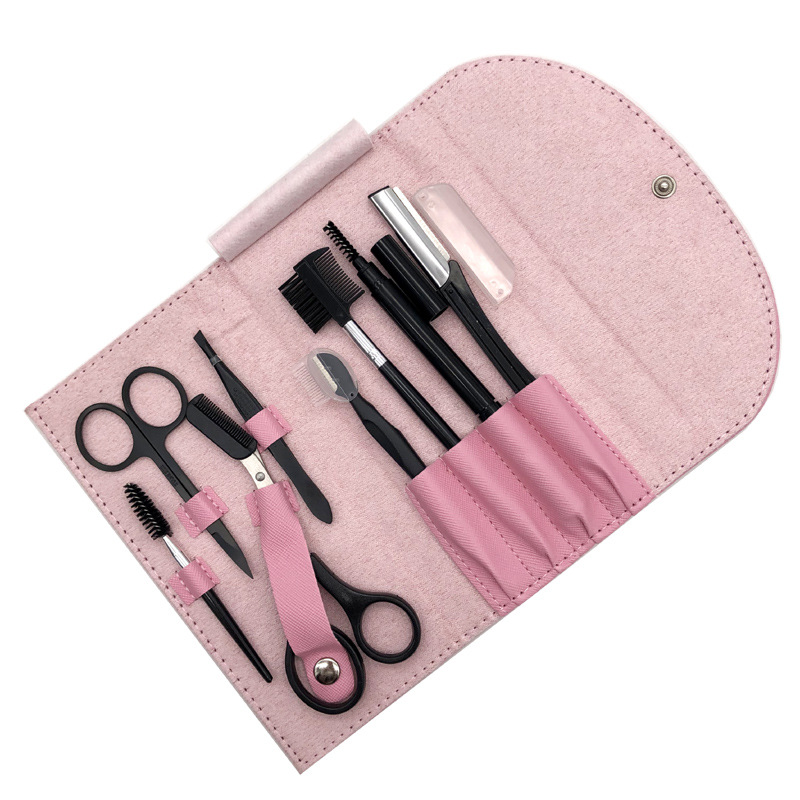 Factory Wholesale Beauty Tools Eyebrow Scraper 8-Piece Set Eyebrow Knife Eyebrow Trimmer Brow Groomer Eye Tweezer Beauty Scissors Eyebrow Shaping Set