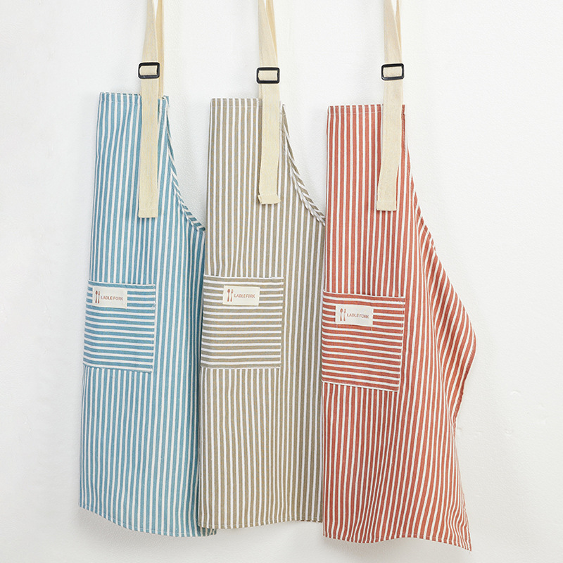 Kitchen Apron Kitchen Household 2023 New Waterproof Oil-proof Net Red Cotton Linen Cooking Waist Breathable Work Clothes