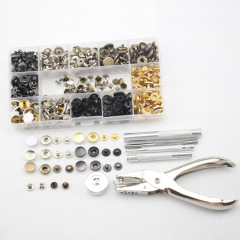12.5mm金屬純銅四合扣146件紐扣羽絨服扣子安裝工具打孔鉗+鉚釘扣