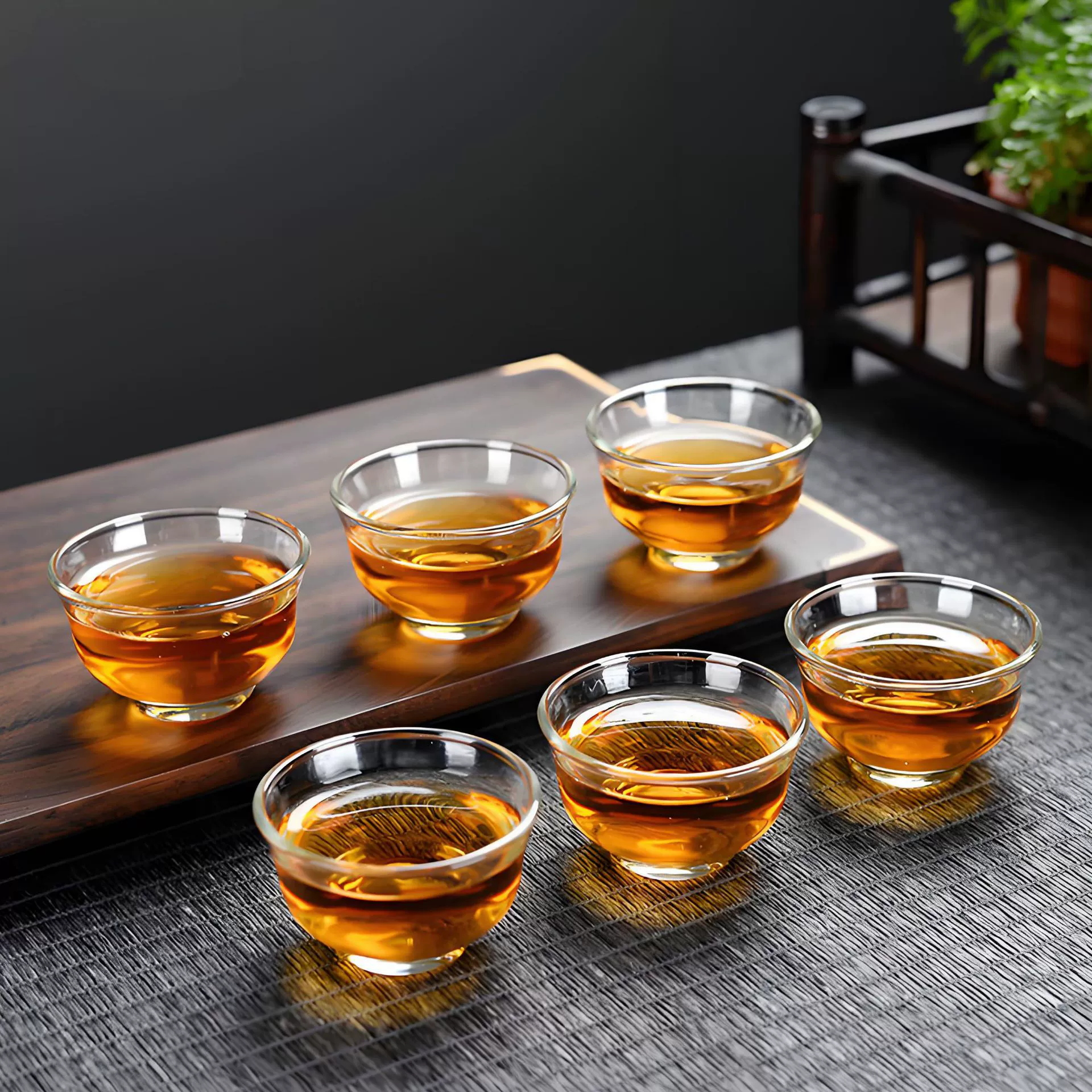 Glass Tea Cup Set, Chinese Style, 10×35 ml Travel/Home Tea Cups, Clear Double-Wall Glass